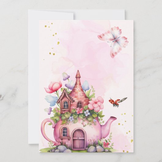 Blütenmärchen Rose Duschbad Tee Einladung (Rückseite)