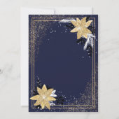 Blütenmarineblau Gold Glitzer Weihnachten Einladung (Rückseite)