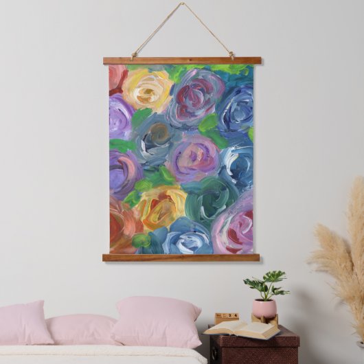 Blütenmauer Wandteppich Mit Holzrahmen (Schlafzimmer)