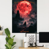 Blütenmond-FriedhofsHalloween mit Dunkelklee Poster (Heimbüro)