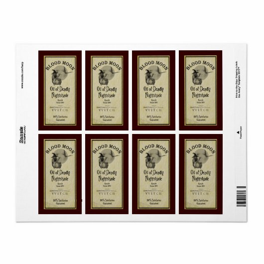 Blütenmond-Halloween-Label (Vorne)