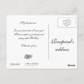 Blütenmond und Nachtschwärmer in der Silhouette Ba Postkarte (Rückseite)