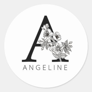 Blütenmonogramm A Sakura Kirschblüten Runder Aufkleber