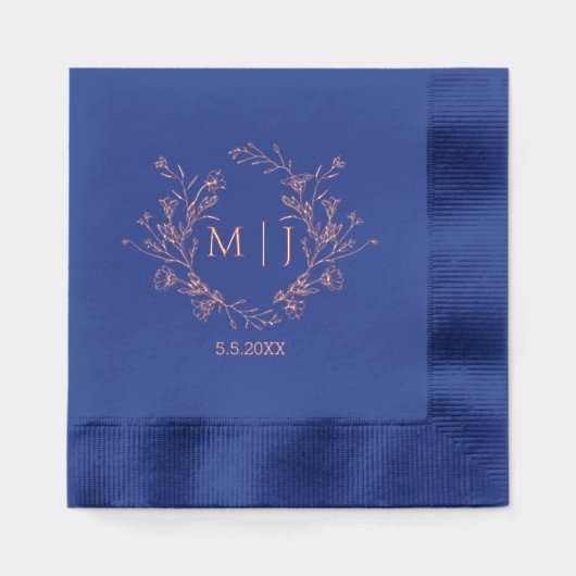 Blütenmonogramm-Rose Servietten Mit Folie (Vorderseite)