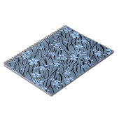 Blütenmuster, blau, Tigermuster Notizblock (Linke Seite)