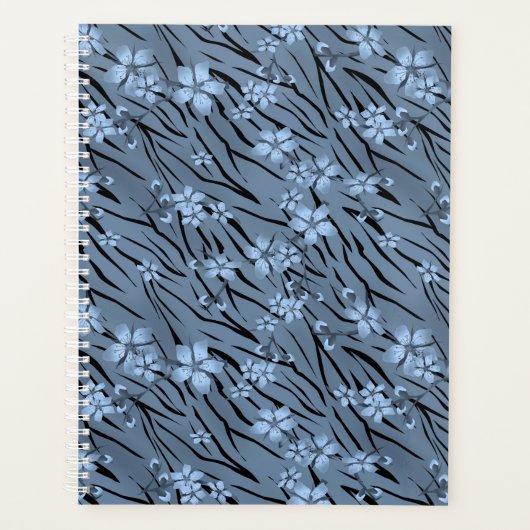 Blütenmuster, blau, Tigermuster Planer (Vorderseite)
