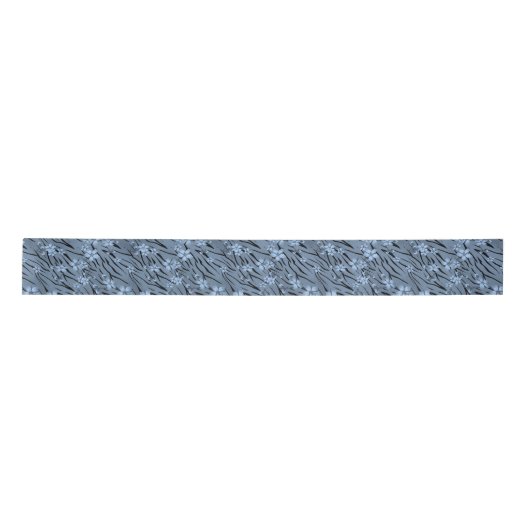 Blütenmuster, blau, Tigermuster Satinband (Vorderseite)