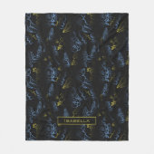 Blütenmuster Blossom, goldblauer personalisierter Fleecedecke (Vorderseite)