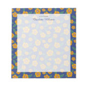 Blütenmuster der Retro-Marine Notizblock (Vorderseite)