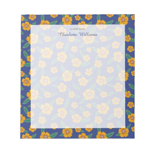 Blütenmuster der Retro-Marine Notizblock (Vorderseite)