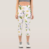 Blütenmuster im Sommer Capri Leggings (Vorderseite)