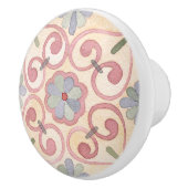 Blütenmuster in Aquarellfarbe Rosa und Blau Keramikknauf (Rechts)