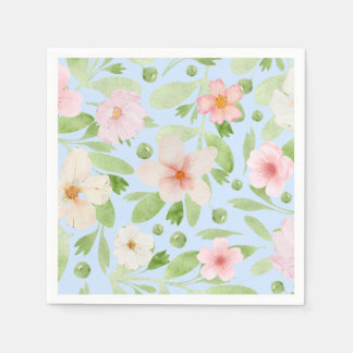 Blütenmuster in Blau und Rosa Pastellfarben Serviette
