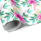 Blütenmuster in Hellrosa Geschenkpapier (Rolleneckpunkt)
