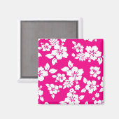 Blütenmuster in Rosa und Weiß Hibiskus Magnet (Vorderseite/Rückseite)