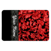 Blütenmuster in Schwarz und Rot Magnet (Horizontal)