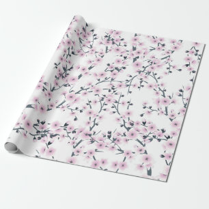 Blütenmuster Kirschblüten Sakura Rosa Weiß Geschenkpapier