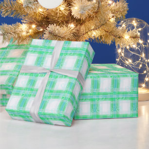 Blütenmuster mit grünen Streifen Geschenkpapier