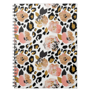 Blütenmuster, tierisches Druck, nahtloses Muster. Notizblock