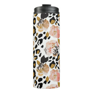 Blütenmuster, tierisches Druck, nahtloses Muster. Thermosbecher