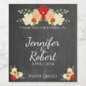 Blütenorange-Blume-Tafel Hochzeitsweinetikett Weinetikett (Einzelnes Label)