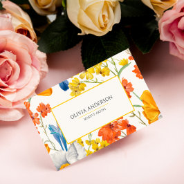 Blütenorange Gelb Aquarellfarben Bohemisch Visitenkarte