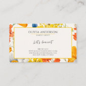 Blütenorange Gelb Aquarellfarben Bohemisch Visitenkarte (Rückseite)