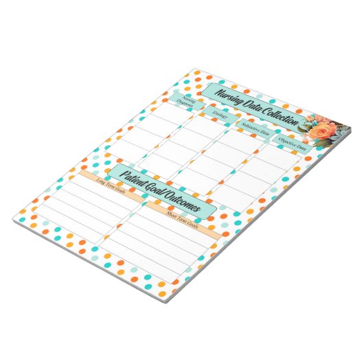 Blütenorange in blau _ Sammlung von Nährdaten Notizblock (angewinkelt)