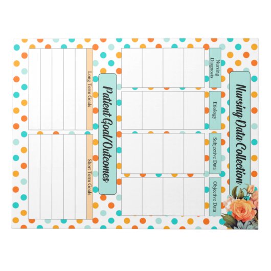 Blütenorange in blau _ Sammlung von Nährdaten Notizblock (Vorderseite)