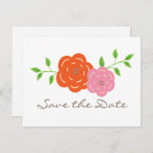 Blütenorange Rosa Bläschen Save the Date Postkarte (Vorne/Hinten)