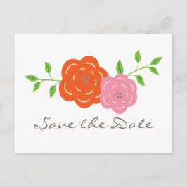 Blütenorange Rosa Bläschen Save the Date Postkarte
