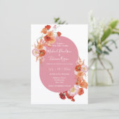 Blütenorange-rosa Hochzeit Einladung (Stehend Vorderseite)