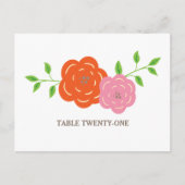 Blütenorange Rosa Tischnummer Postkarte (Vorderseite)