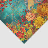 Blütenorange, Rot, Gelb, Aquamarine Entfärbung Seidenpapier (Ausschnitt)