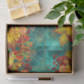 Blütenorange, Rot, Gelb, Aquamarine Entfärbung Seidenpapier (Geschenk)