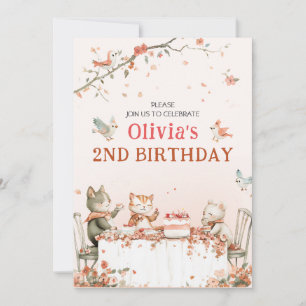 Blütenparty mit Katzen-Einladung Einladung