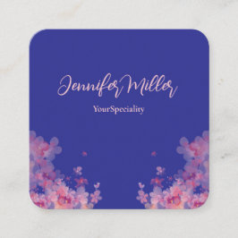 Blütenpastellblau in Aquarellfarbe Quadratische Visitenkarte