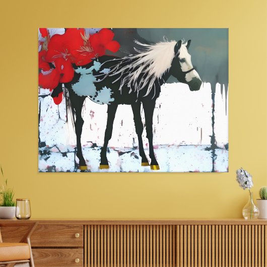 Blütenpferde Canvas Print Leinwanddruck (Insitu (Wohnzimmer))