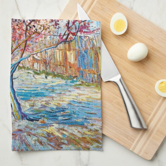 Blütenpfirsichbaum, Van Gogh Geschirrtuch (Viertel Falte)