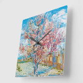 Blütenpfirsichbaum, Van Gogh Quadratische Wanduhr (Winkel)