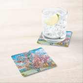 Blütenpfirsichbaum, Van Gogh Rechteckiger Pappuntersetzer (Vor Ort)