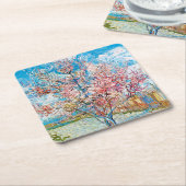 Blütenpfirsichbaum, Van Gogh Rechteckiger Pappuntersetzer (angewinkelt)