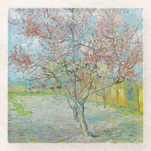 Blütenpfirsichbaum | Vincent van Gogh Glasuntersetzer (Vorderseite)