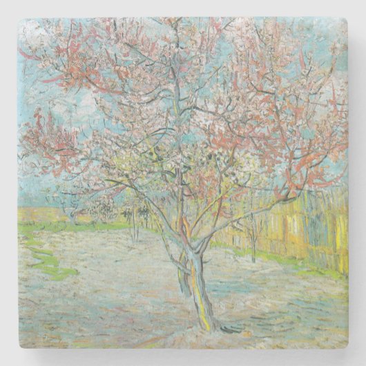 Blütenpfirsichbaum | Vincent van Gogh Steinuntersetzer (Vorderseite)