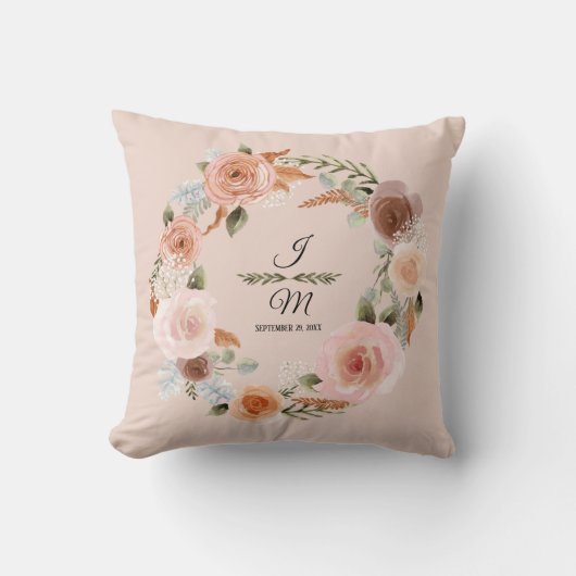 Blütenpfirsichfarben Eukalyptus Folies Kissen (Vorderseite)