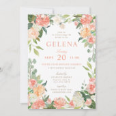 Blütenpfirsichfarbenes Brautparty Einladung (Vorderseite)