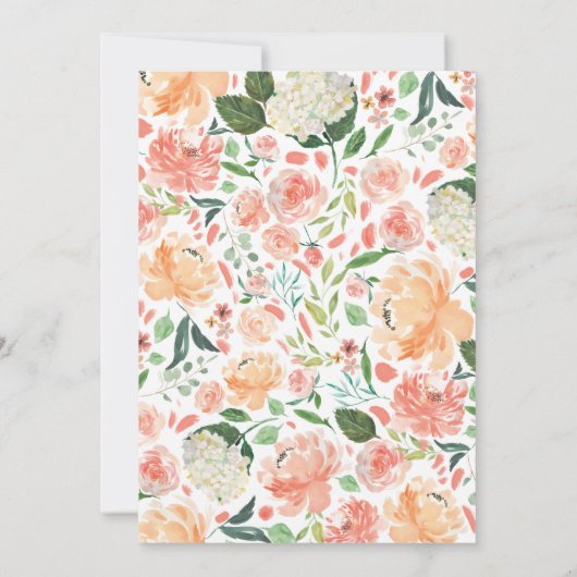 Blütenpfirsichfarbenes Brautparty Einladung (Rückseite)