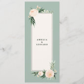 Blütenpfirsichgrüne Blütenpflanze + Hochzeitsmenü Menükarte (Rückseite)