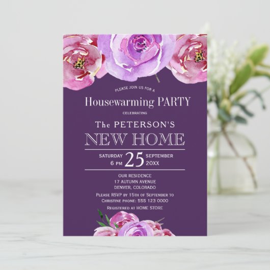 Blütenpflaumenblütenpflaume Party Einladung (Stehend Vorderseite)