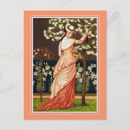 Blütenpflückzeit Vintage-Illustration Postkarte